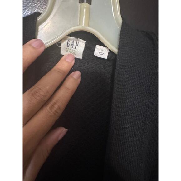 GAP  Open Front Knit Cardigan Sweater 100% Cotton Black - Picture 2 of 3